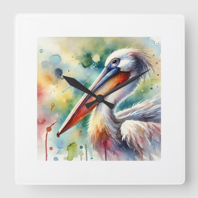 Horloge Carrée Pelican in Serenity 210724AREF108 - Watercolor (Recto)
