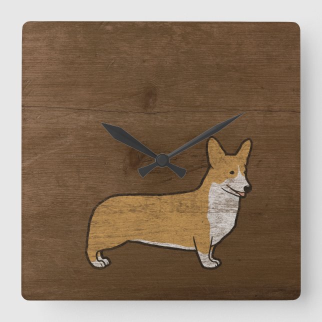 Horloge Carrée Pembroke Welsh Corgi (Recto)