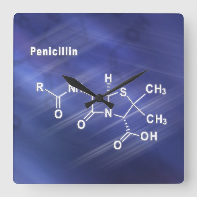 Horloge Carrée pénicilline, antibiotique, structural chemical (Recto)