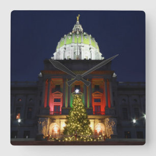 Horloge Carrée Pennsylvania State Capitol Christmas Tree Lights
