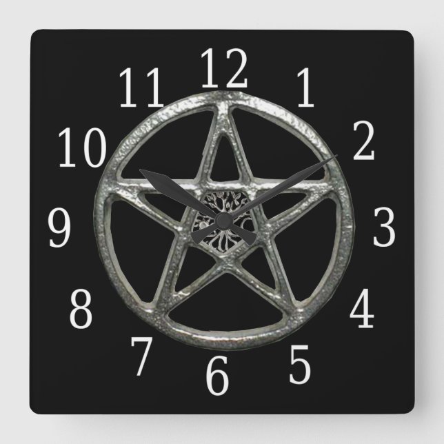 Horloge Carrée Pentacle Tree of Life Square Clock (Recto)