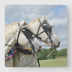 Horloge Carrée Percheron horses