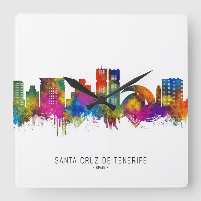 Horloge Carrée Père Noël Cruz de Tenerife Espagne Skyline (Recto)