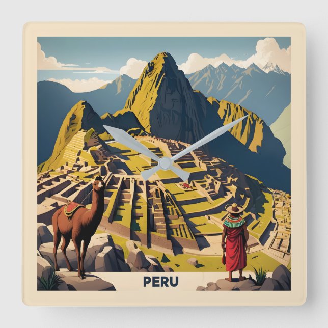 Horloge Carrée Pérou Machu Picchu (Recto)