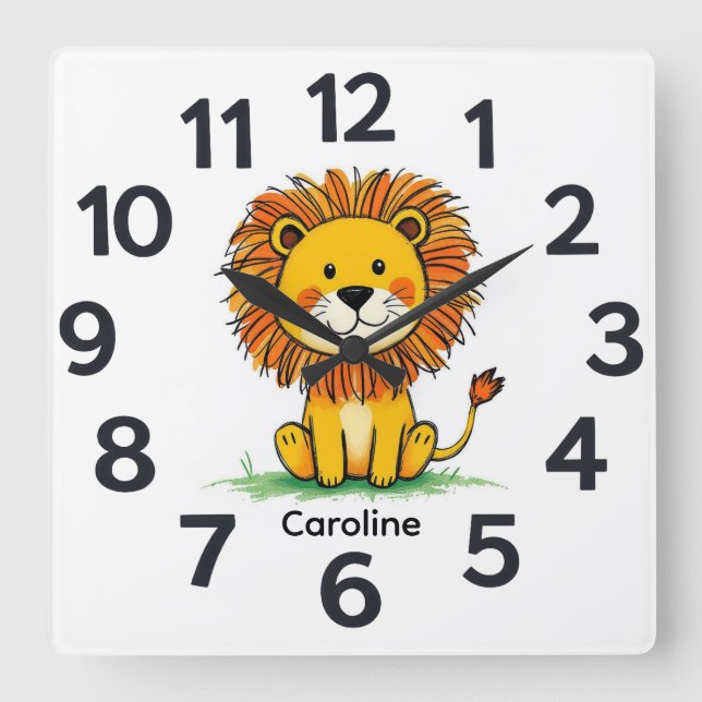 Horloge Carrée Personalised Child's Wall Clock (Recto)