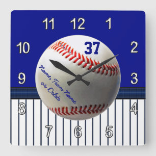 Horloge Carrée Personalized baseball Wall Clocks Your TEXT, COLOR