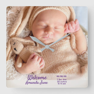 Horloge Carrée Personalized Custom Baby Photo Clock