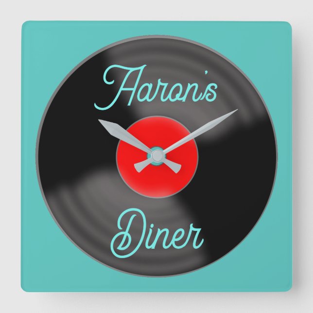 Horloge Carrée Personalized Diner Record Clock (Recto)