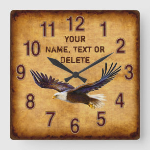 Horloge Carrée Personalized Majestic, Eagle Wall Clock