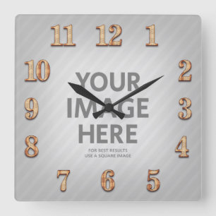 Horloge Carrée Personalized Wall Clocks Square Photo Wood Numbers