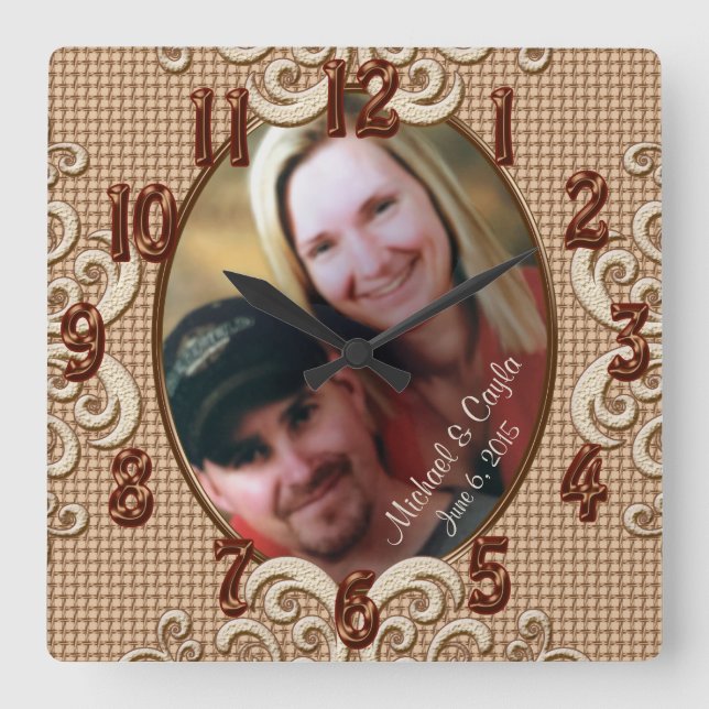 Horloge Carrée Personalized Wedding Clock (Recto)