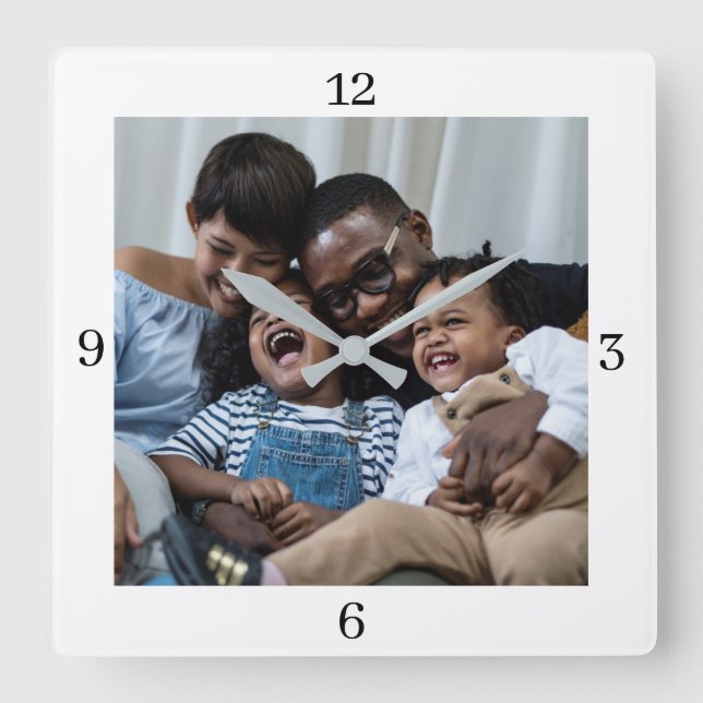 Horloge Carrée Personnalisé Ajouter votre photo (Recto)