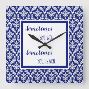 Horloge Carrée Personnalisé Inspiration Vintage Royal Blue Damask