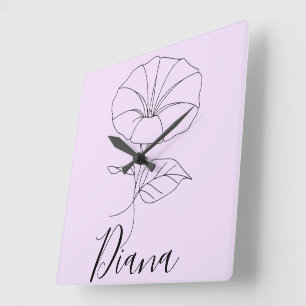 Horloge Carrée Personnalisé Septembre Matin Gloire Cadeau Fleur d