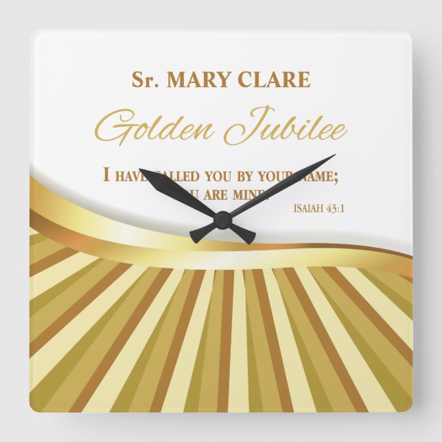 Horloge Carrée Personnaliser, Jubilé d'or de la vie religieuse (Recto)