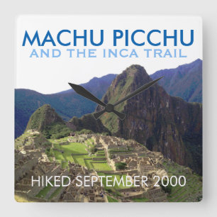 Horloge Carrée Personnalisez la traînée d'Inca, Machu Picchu