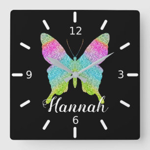 Horloge Carrée Personnalisez votre propre papillon coloré