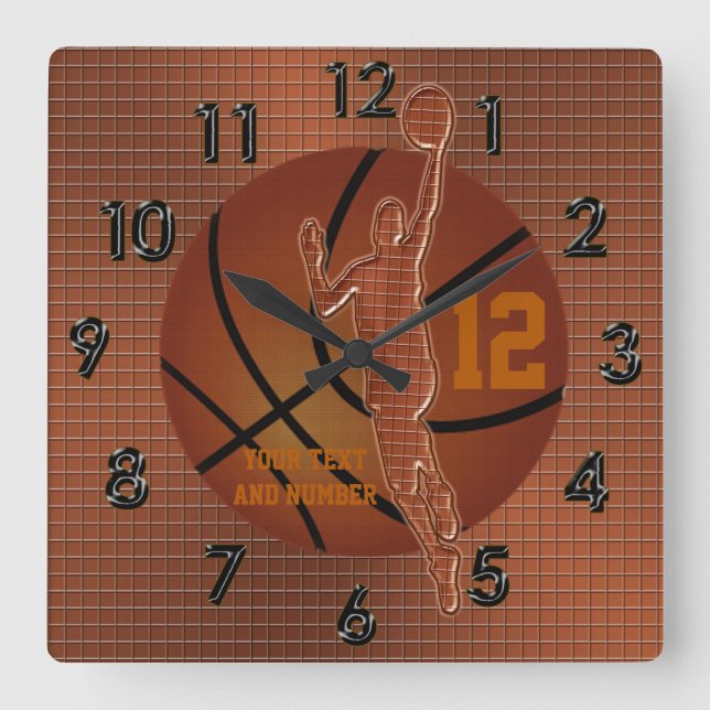 Horloge Carrée Personnalized Basketball Clocks w/ NAME and NUMBER (Recto)