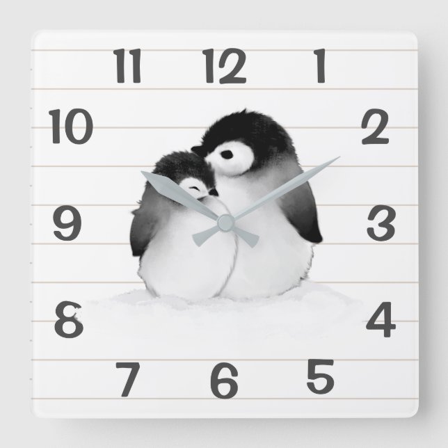 Horloge Carrée Personnalized Penguins Home Decor Wall Clock (Recto)