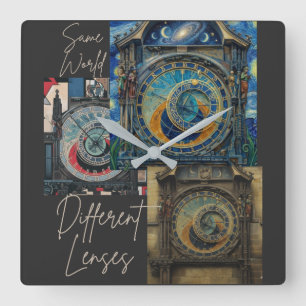 Horloge Carrée Perspectives 