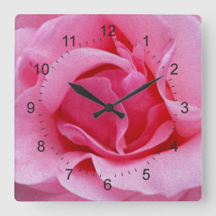 Horloge Carrée Pétales roses