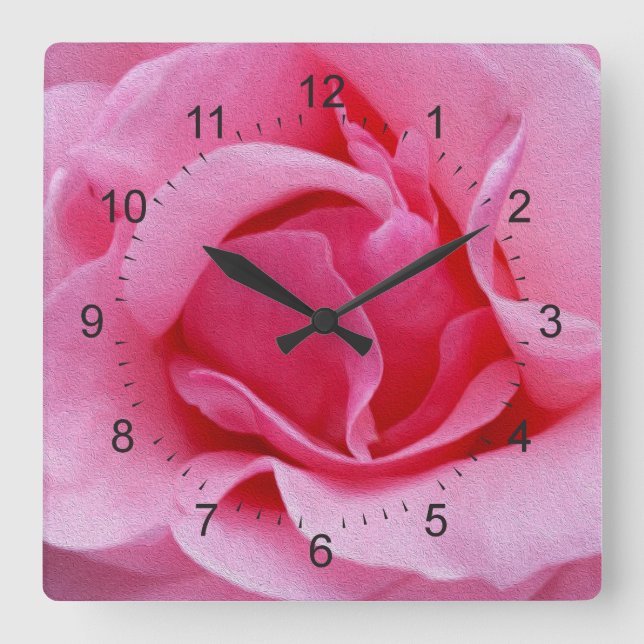 Horloge Carrée Pétales roses (Recto)