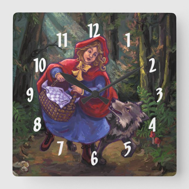 Horloge Carrée Petit Chaperon Rouge (Recto)