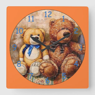 Horloge Carrée Petit Nounours mignon