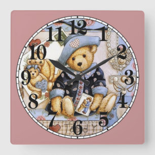 Horloge Carrée Petit Ours En Teddy