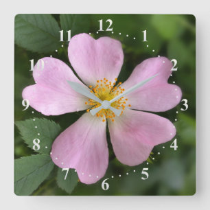 Horloge Carrée petite fleur rose
