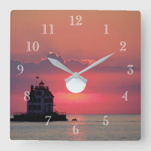 Horloge Carrée Phare de Sunset 