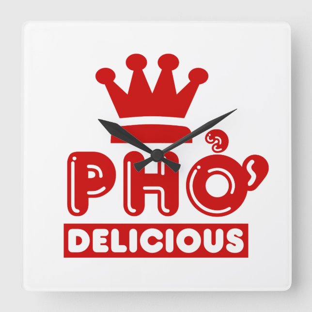 Horloge Carrée Pho King Delicious (Recto)