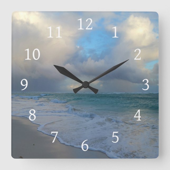 Horloge Carrée Photo 21 plage océanique (Recto)