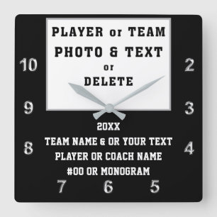 Horloge Carrée Photo, Cadeaux de fin de saison, Blanc noir, n'imp