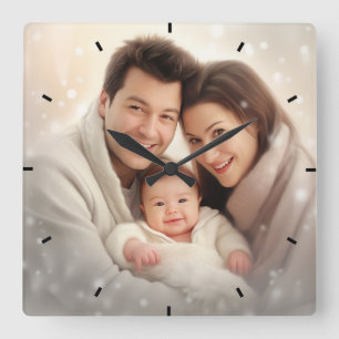 Horloge Carrée Photo Custom Family Personalized Wall Clock
