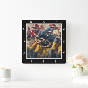 Horloge Carrée Photo d'action de football 