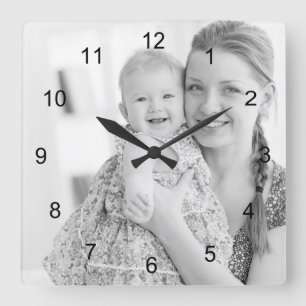 Horloge Carrée Photo et numéros, faites votre propre photo
