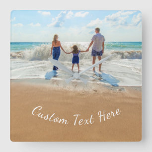 Horloge Carrée Photo et texte de Wall Clock with Your Family