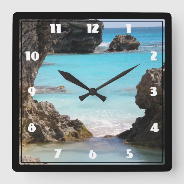 Horloge Carrée Photo Island Coast & Tropical Sea (Recto)
