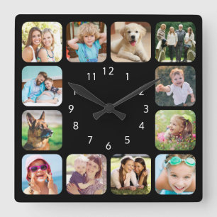 Horloge Carrée Photo moderne du Personalized Black Acrylic Wall C