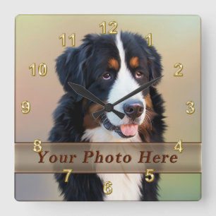 Horloge Carrée PHOTO Montres pour animaux avec votre photo pour a