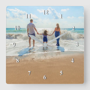Horloge Carrée Photo personnalisée - Votre propre design - Famill