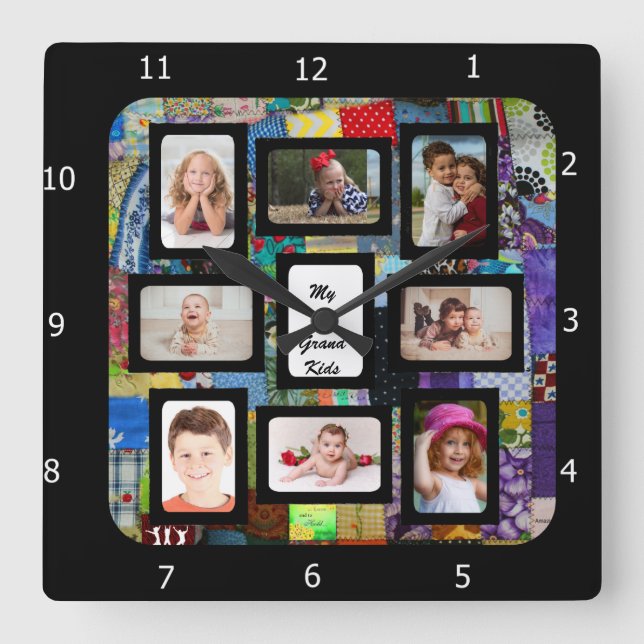 HORLOGE CARRÉE PHOTO QUILT DE TRAME ADD (Recto)