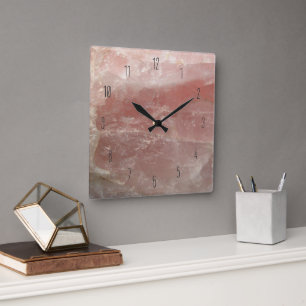 Horloge Carrée Photographie en quartz rose
