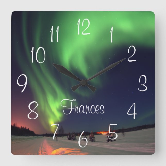 Horloge Carrée Photos personnalisées du Nord en Alaska (Recto)