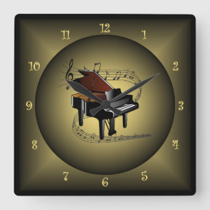 Horloge Carrée Piano ~Globe Musical ~ Instrument Musical ~ Échell
