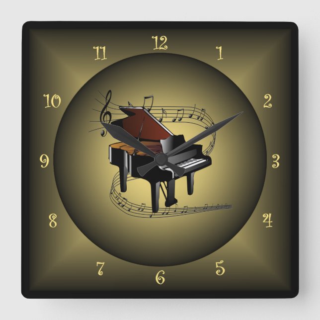 Horloge Carrée Piano ~Globe Musical ~ Instrument Musical ~ Échell (Recto)
