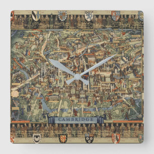 Horloge Carrée Pictorial Map of Cambridge, England