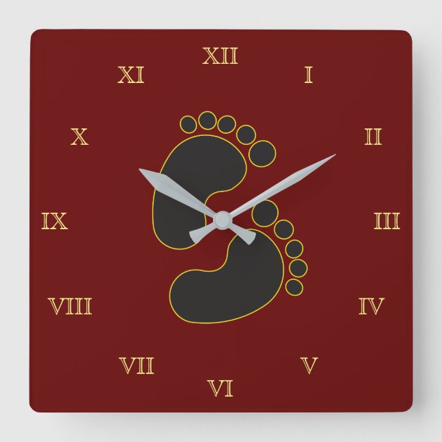 Horloge Carrée Pieds Romains Créez votre propre Modèle (Recto)