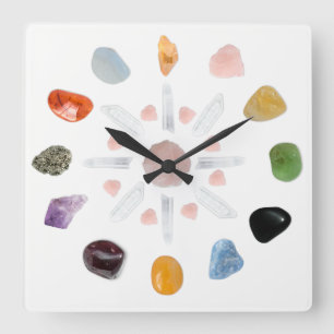 Horloge Carrée Pierre gemme en cristal d'énergie de Chakra de *~*